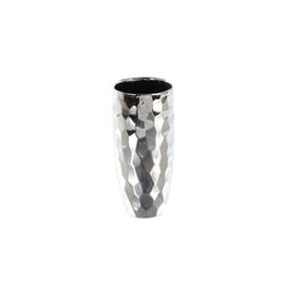 Jarrón de Cerámica Plata con Figuras Chica 10.16 cm x 25.4 cm