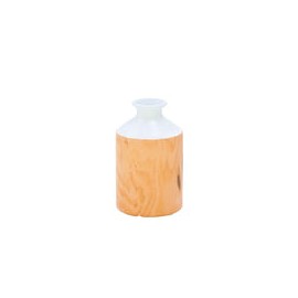 Jarrón de Cerámica Acabado Madera con Blanco Chico 17.78 cm x 30.48 cm