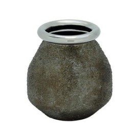 Jarron de Ceramica y Plata 20.3 X 20.3 cms Chico