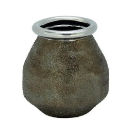 Jarron de Ceramica y Plata 23 X 25.4 cms Grande
