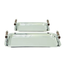 Bandejas de Metal c/Agarraderas de Madera