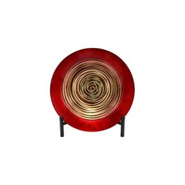 Bol de Vidrio Rojo con Dorado 38.1 cms