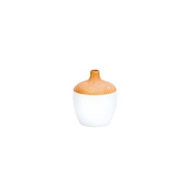 Jarrón de Cerámica Blanco con Madera Grande 25.4 cm x 30.48 cm