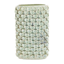 Jarrón de Ceramica de Conchas Blancas 25.4 X 43.2 cms Grande