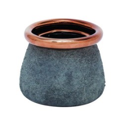 Jarrón de Ceramica Gris con Ocre Chico 17.78 cm x 12.7 cm