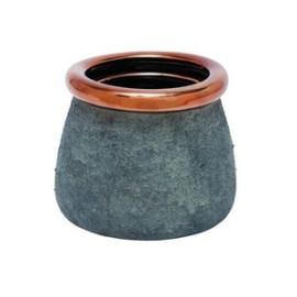 Jarrón de Ceramica Gris con Ocre Mediano 20.32 cm x 17.78 cm
