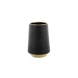 Jarrón de Cerámica Negro con Oro Chico 12.7 cm x 17.78 cm