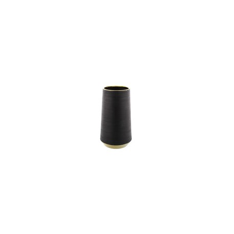 Jarrón de Cerámica Negro con Oro Grande 15.24 cm x 28 cm